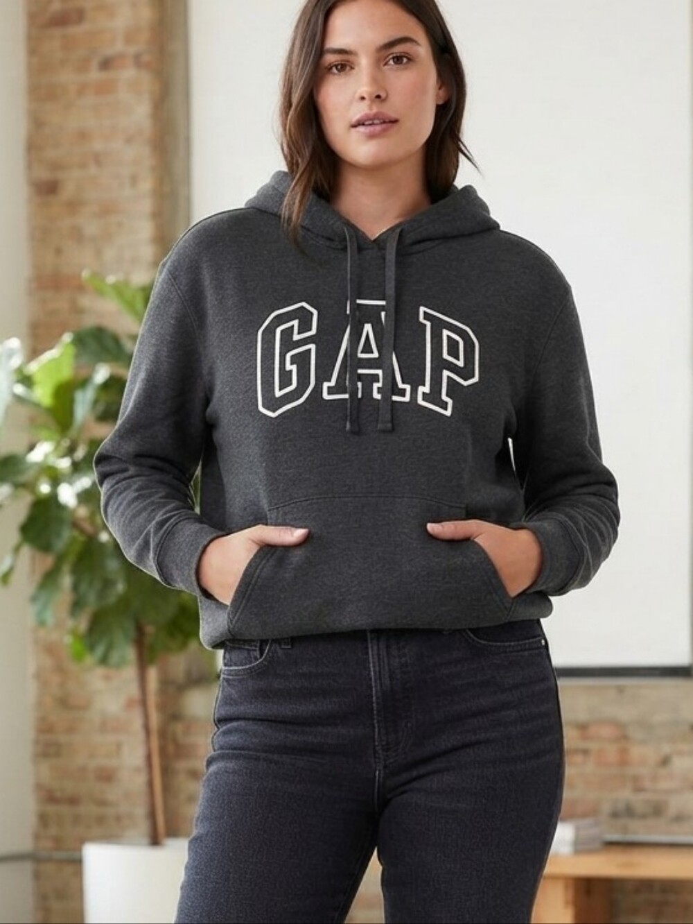 GAP Dark Grey Arch Logo Hoodie Sweatshirt Size XL Unisex Men's Women's NWOT